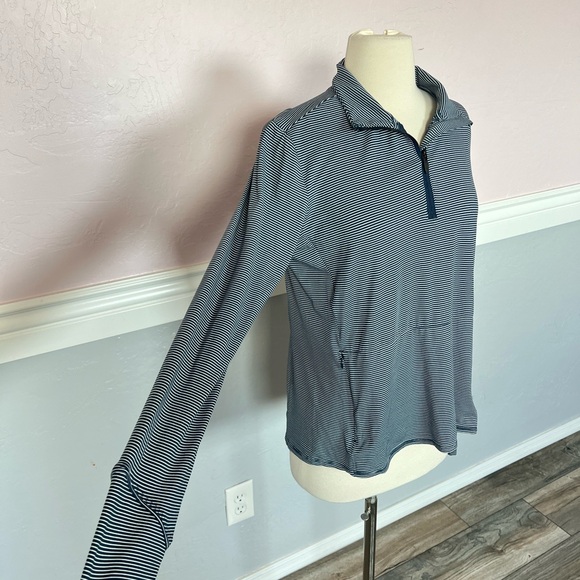 Market & Spruce Active 1/4 Zip Pullover White Blue Athletic Top Long Sleeve SZ M - Picture 3 of 12